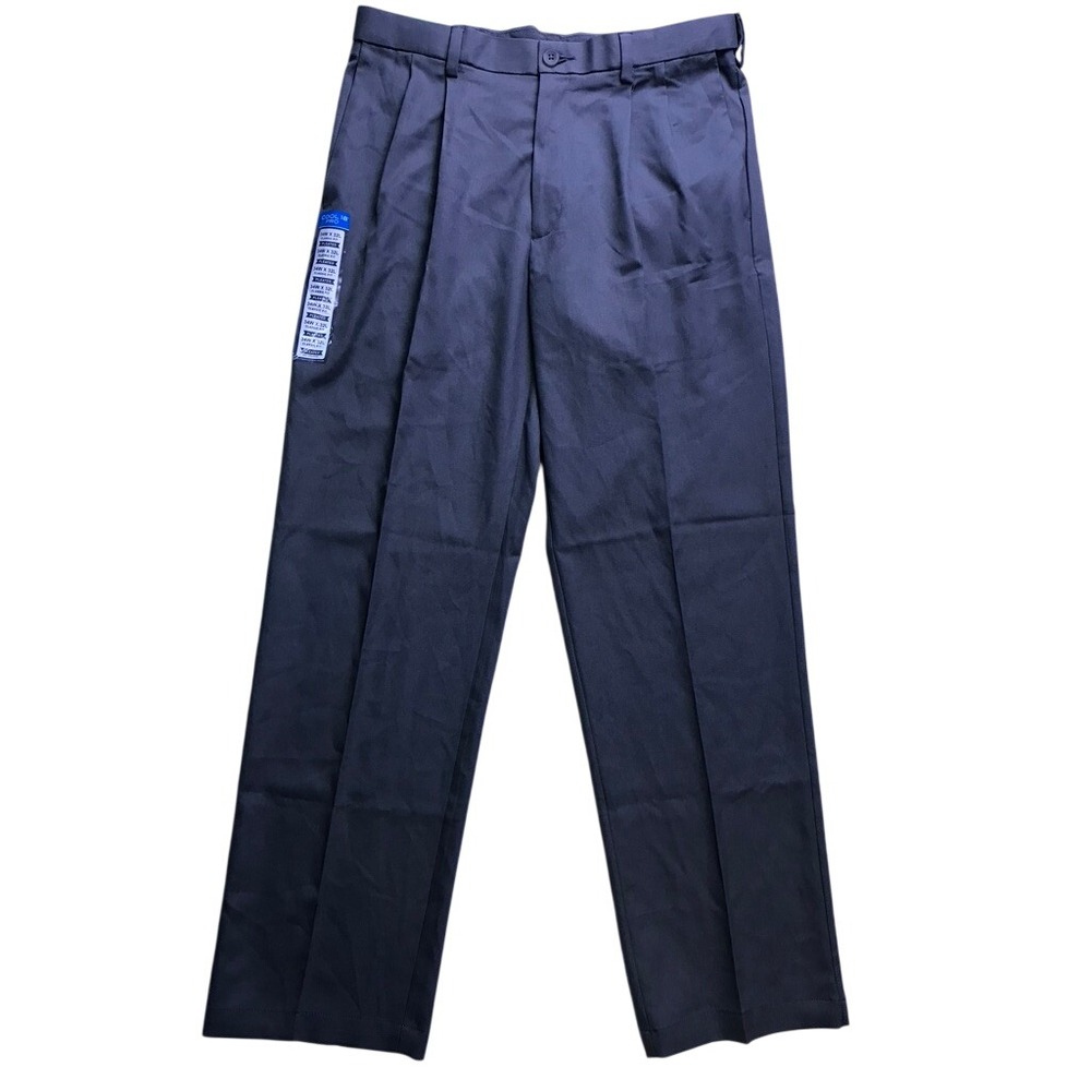 Haggar Cool 18 Pro Dress Pants Mens 34x32 Grey Pleated Classic Fit Stretch NWT